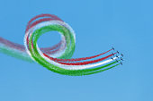 Air show aerobatic italian team frecce tricolore flying loop