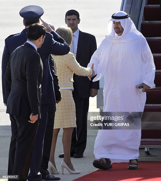 Sheikh Mohamed bin Zayed Al Nahyan , Crown Prince of Abu Dhabi and Deputy Supreme Commander of the United Arab Emirates Armed Forces, arrives at the...