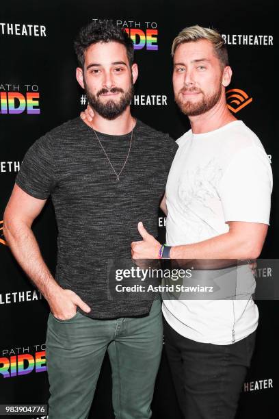 Michael Turchin and Lance Bass attend a performance of the Audible original, "The Path To Pride" at the Minetta Lane Theatre on June 25, 2018 in New...