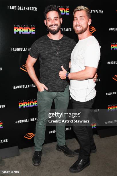 Michael Turchin and Lance Bass attend a performance of the Audible original, "The Path To Pride" at the Minetta Lane Theatre on June 25, 2018 in New...