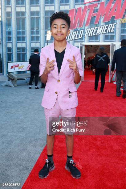 Miles Brown attends the premiere of Disney And Marvel's "Ant-Man And The Wasp" on June 25, 2018 in Los Angeles, California.