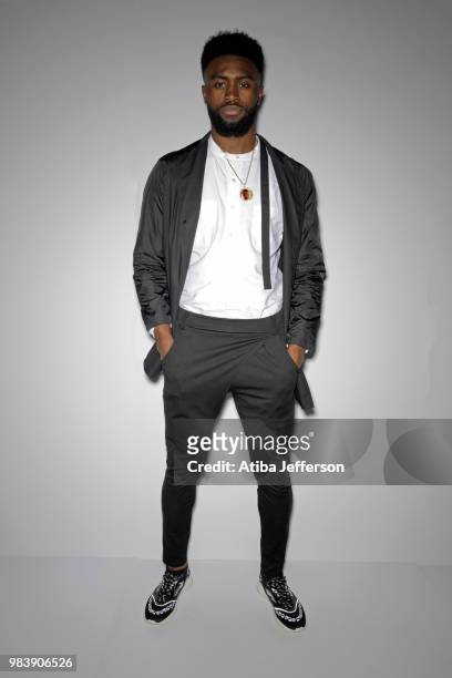 Jaylen Brown of the Boston Celtics poses for a portrait during the NBA Awards Show on June 25, 2018 at the Barker Hangar in Santa Monica, California....