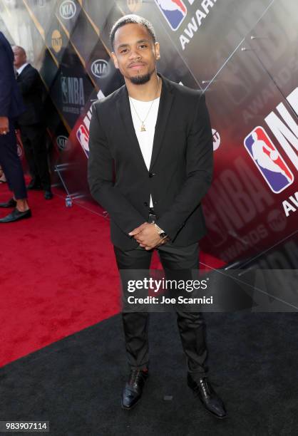 Tristan Wilds attends 2018 NBA Awards at Barkar Hangar on June 25, 2018 in Santa Monica, California.