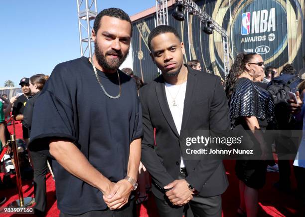 Jesse Williams and Tristan Wilds attend 2018 NBA Awards at Barkar Hangar on June 25, 2018 in Santa Monica, California.