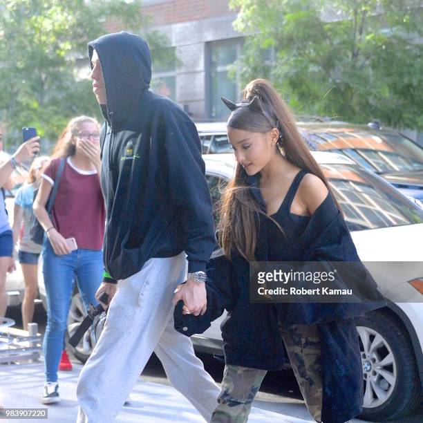 Ariana Grande and Pete Davidson seen out and about in Manhattan on June 25, 2018 in New York City.