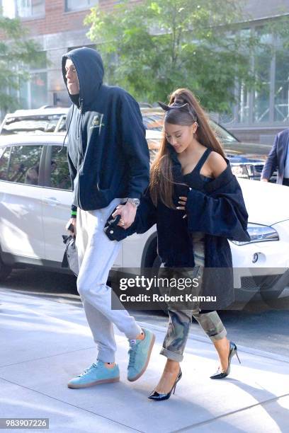 Ariana Grande and Pete Davidson seen out and about in Manhattan on June 25, 2018 in New York City.