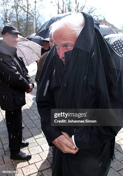 Ioan Holender, theatre manager of the Vienna state opera arrives for the funeral service for Wolfgang Wagner at festival opera house on April 11,...