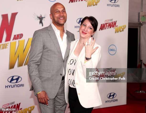 Keegan-Michael Key and Elisa Key attend the premiere of Disney And Marvel's "Ant-Man And The Wasp" on June 25, 2018 in Los Angeles, California.
