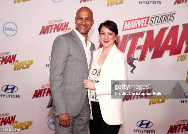 Keegan-Michael Key and Elisa Key attend the premiere of Disney And Marvel's "Ant-Man And The Wasp" on June 25, 2018 in Los Angeles, California.