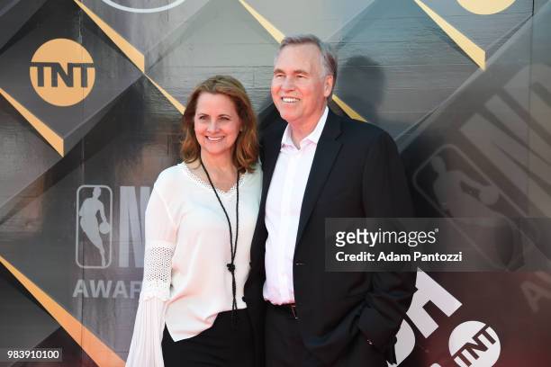 Head Coach Mike D'Antoni of the Houston Rockets walks the red carpet before the NBA Awards Show on June 25, 2018 at the Barker Hangar in Santa...