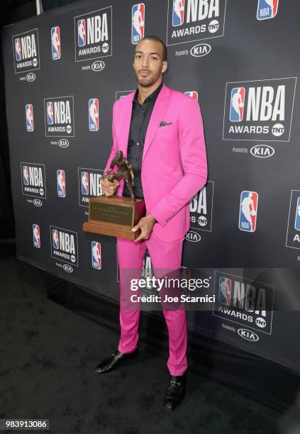 Defensive Player of the Year Rudy Gobert attends the 2018 NBA Awards at Barkar Hangar on June 25, 2018 in Santa Monica, California.