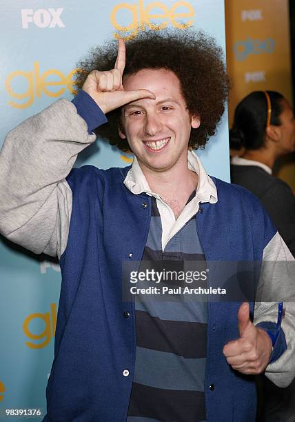 Actor Josh Sussman arrives at the "GLEE" fountain show and outdoor screening of the spring premiere episode at The Grove on April 10, 2010 in Los...