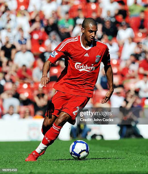 David Ngog of Liverpool stock during the Barclays Pemier League match between Liverpool Fulham at Anfield on April 11, 2010 in Liverpool, England.