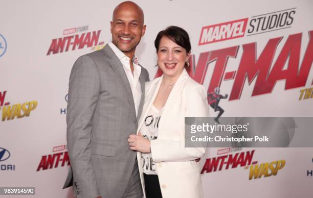 Keegan-Michael Key and Elisa Pugliese attend the premiere of Disney And Marvel's "Ant-Man And The Wasp" on June 25, 2018 in Los Angeles, California.