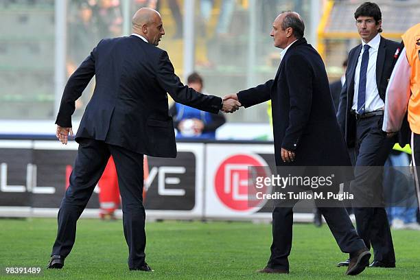 Domenico Di Carlo coach of Chievo and Delio Rossi coach of Palermo shake hands after the Serie A match between US Citta di Palermo and AC Chievo...