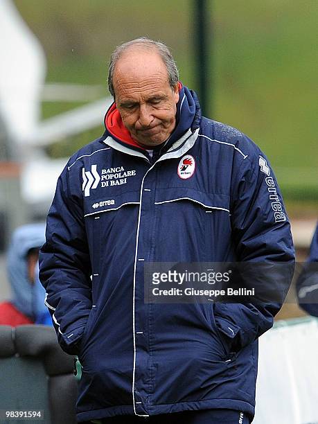 Giampiero Ventura head coach of Bari during the Serie A match between AC Siena and AS Bari at Stadio Artemio Franchi on April 11, 2010 in Siena,...