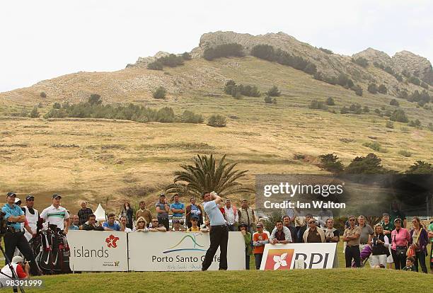 George Murray of Scotland in action during the final round of the Madeira Islands Open at the Porto Santo golf club on April 11, 2010 in Porto Santo...