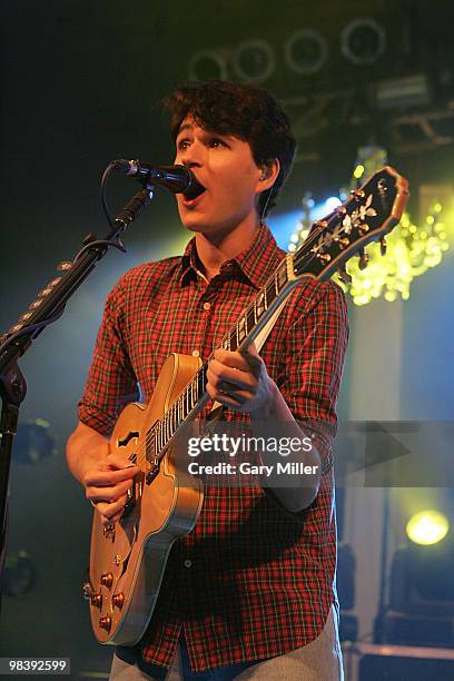 Musician/vocalist Ezra Koenig performs in concert with Vampire Weekend at Stubb's Bar-B-Q on April 10, 2010 in Austin, Texas.