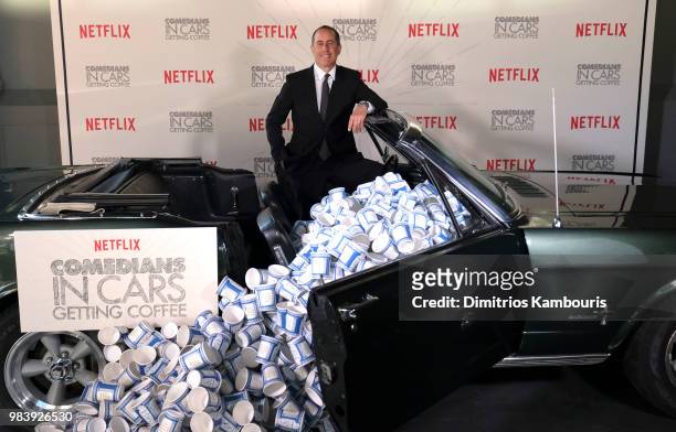 Jerry Seinfeld attends Comedians in Cars Getting Coffee - New York Event at Classic Car Club Manhattan on June 25, 2018 in New York City.