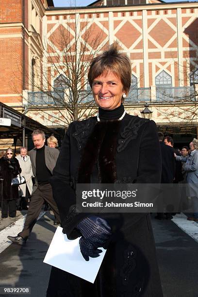 Princess Gloria von Thurn und Taxis leaves the funeral service for Wolfgang Wagner at festival opera house on April 11, 2010 in Bayreuth, Germany....