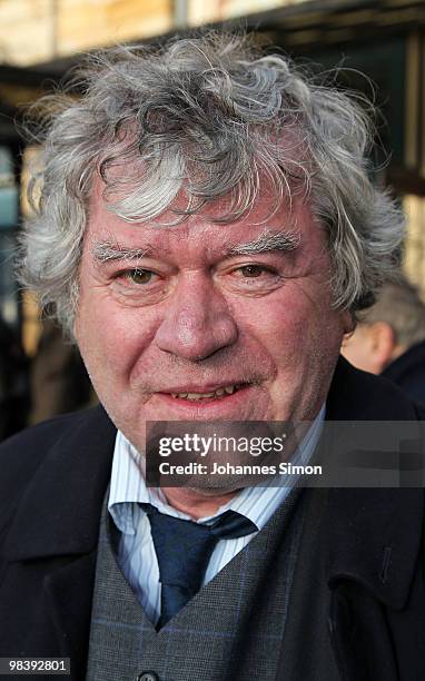 German writer Tilmann Spengler leaves the funeral service for Wolfgang Wagner at festival opera house on April 11, 2010 in Bayreuth, Germany....