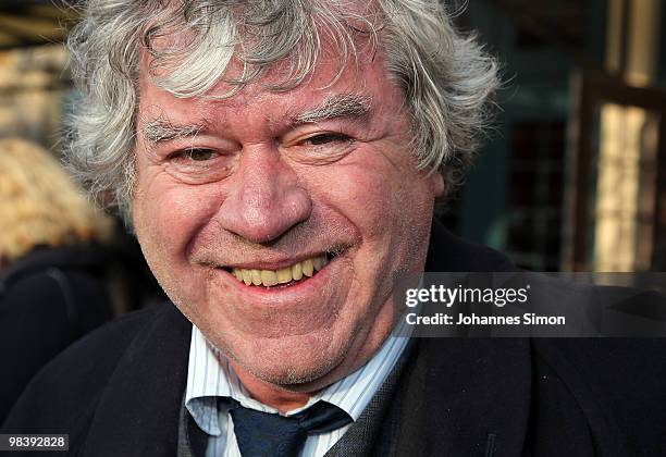 German writer Tilmann Spengler leaves the funeral service for Wolfgang Wagner at festival opera house on April 11, 2010 in Bayreuth, Germany....