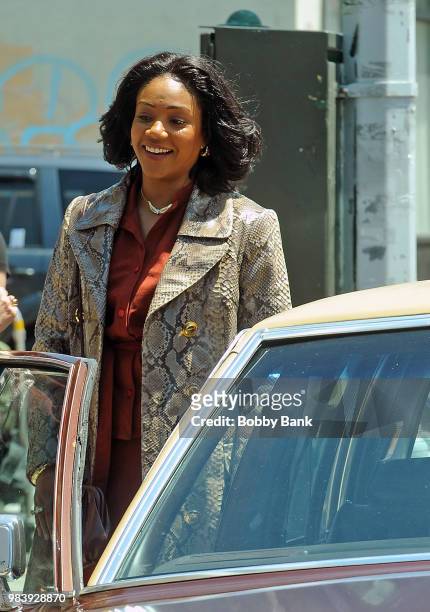 Tiffany Haddish on the set of "The Kitchen" on June 25, 2018 in New York City.
