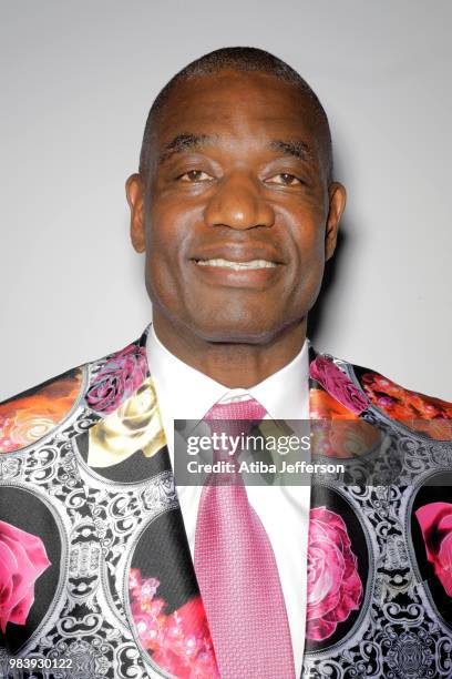 Dikembe Mutumbo poses for a portrait during the NBA Awards Show on June 25, 2018 at the Barker Hangar in Santa Monica, California. NOTE TO USER: User...