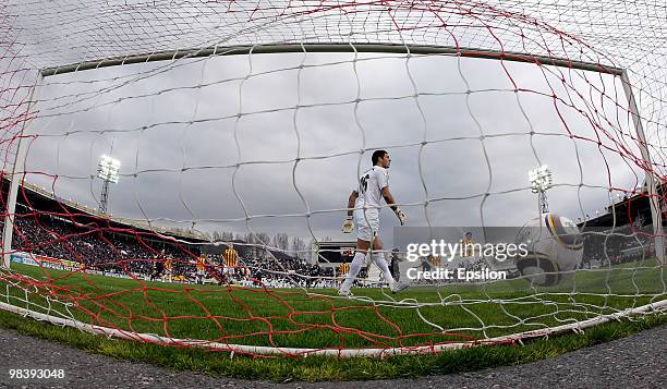 Alan Dzagoev of PFC CSKA Moscow scores the penalty during the Russian Football League Championship match between FC Alania Vladikavkaz and PFC CSKA...