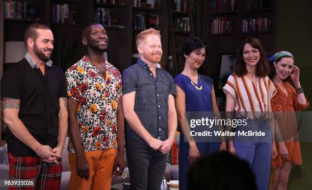 Ian Harvie, Phillip James Brannon, Jesse Tyler Ferguson, Cindy Cheung, Dolly Wells and Talene Monahon during the Opening Night Performance Curtain...