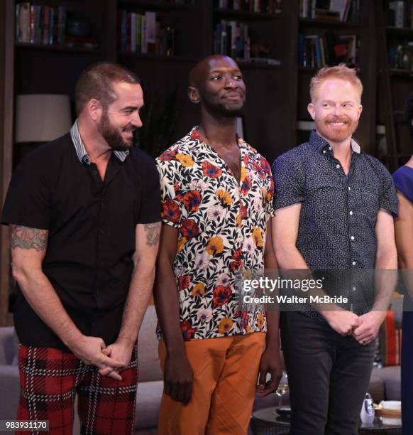 Ian Harvie, Phillip James Brannon and Jesse Tyler Ferguson during the Opening Night Performance Curtain Call for the Playwrights Horizons world...