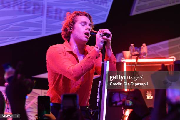 Luke Hemmings of 5 Seconds of Summer performs at the Tumblr IRL with 5 Seconds of Summer at the National Sawdust June 25, 2018 in New York City.