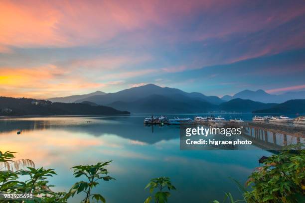 scenery the famous attraction in taiwan, asia. sun moon lake, sun moon lake in taiwan - sun moon lake stock pictures, royalty-free photos & images