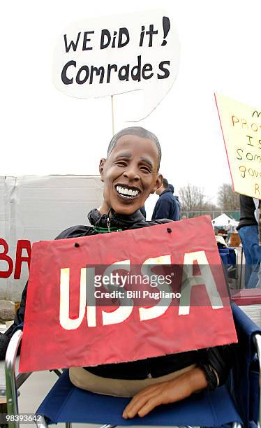 Dummy representing President Barack Obama sits at a Tea Party Express rally April 11, 2010 in Clinton Township, Michigan. The Tea Party Express...
