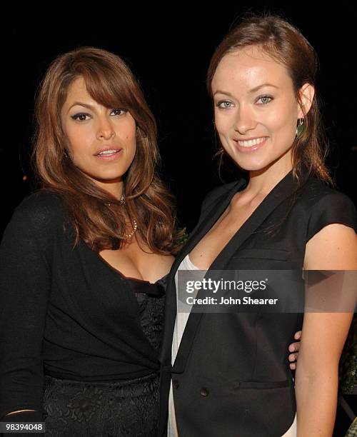 Actresses Eva Mendes and Olivia Wilde attend "MCM Gets Carried Away in LA" held at a private residence on April 9, 2010 in Los Angeles, California.