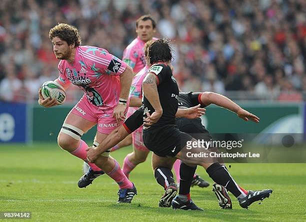 Pascal Pape of Francais in action during the Heineken Cup Quarter Final match between Stade Toulousain and Stade Francais at the Stade Municipal on...