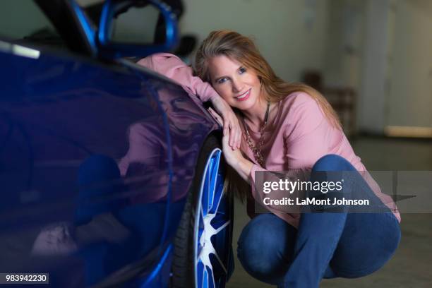 car & bike shoot with model shelly booker - lamont stock pictures, royalty-free photos & images