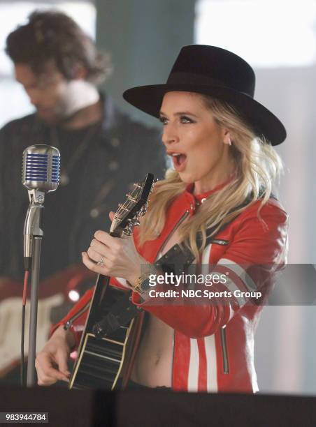 Ward Concert -- Pictured: Singer ZZ Ward performs "Runnin' Down a Dream," the opening theme song for the 2018 NASCAR on NBC season --
