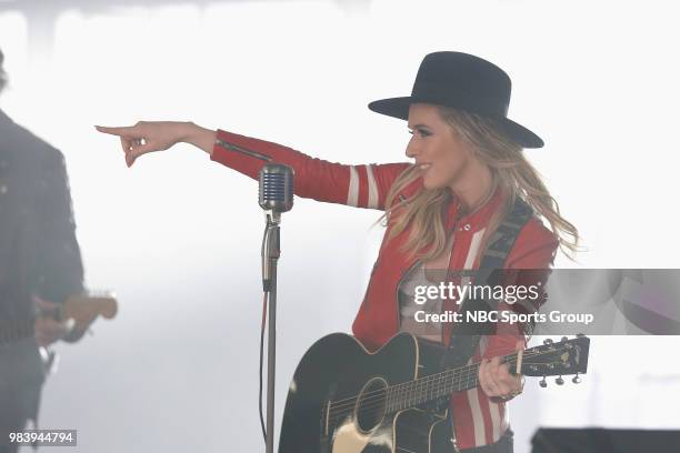 Ward Concert -- Pictured: Singer ZZ Ward performs "Runnin' Down a Dream," the opening theme song for the 2018 NASCAR on NBC season --