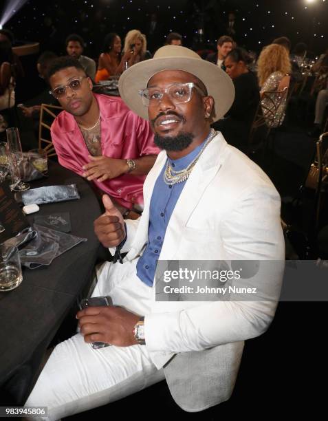 Jack McClinton and Von Miller attend the 2018 NBA Awards at Barkar Hangar on June 25, 2018 in Santa Monica, California.