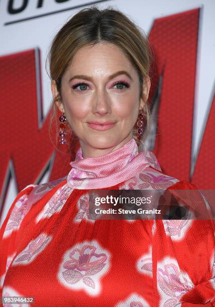 Judy Greer arrives at the Premiere Of Disney And Marvel's "Ant-Man And The Wasp" on June 25, 2018 in Hollywood, California.