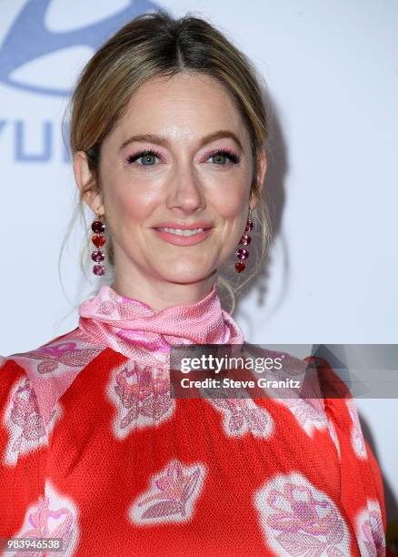 Judy Greer arrives at the Premiere Of Disney And Marvel's "Ant-Man And The Wasp" on June 25, 2018 in Hollywood, California.