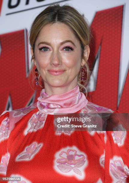 Judy Greer arrives at the Premiere Of Disney And Marvel's "Ant-Man And The Wasp" on June 25, 2018 in Hollywood, California.