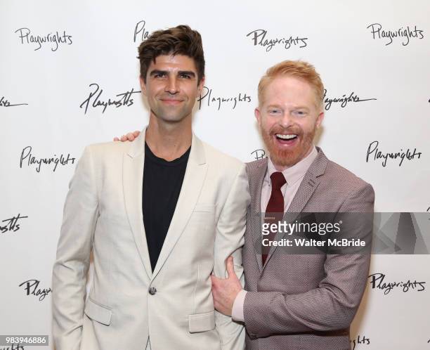 Justin Mikita and Jessie Tyler Ferguson attend the opening night performance after party for the Playwrights Horizons world premiere production of...