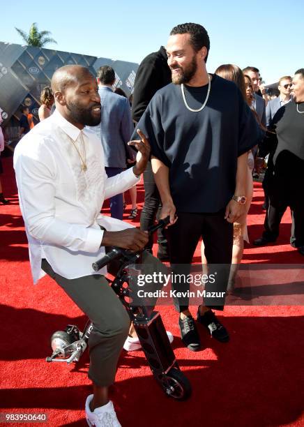 Baron Davis and Jesse Williams attend 2018 NBA Awards at Barkar Hangar on June 25, 2018 in Santa Monica, California.