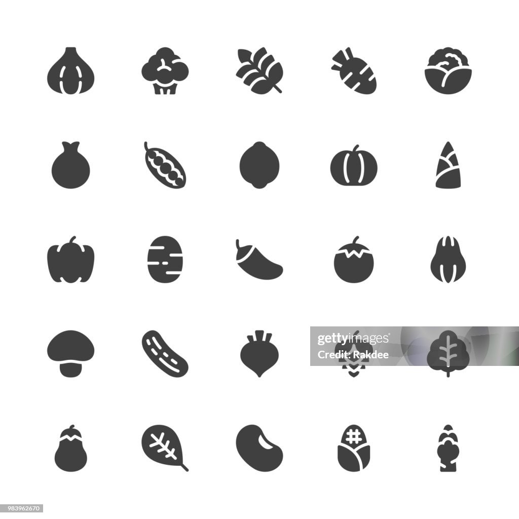 Ícones de vegetais - série cinza