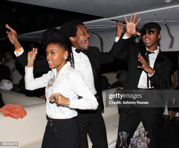 Janelle Monae and bandmembers attend Janelle Monae's after party at Highbar on April 10, 2010 in New York City.