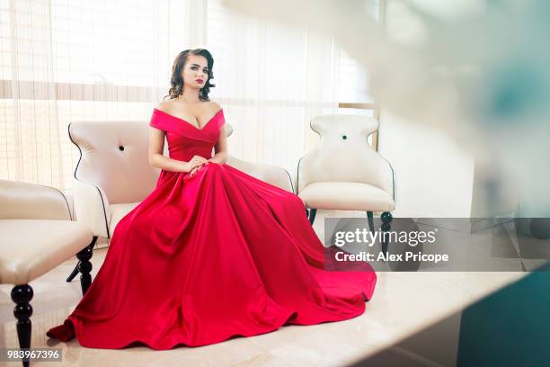 red dress maria - strapless stock pictures, royalty-free photos & images