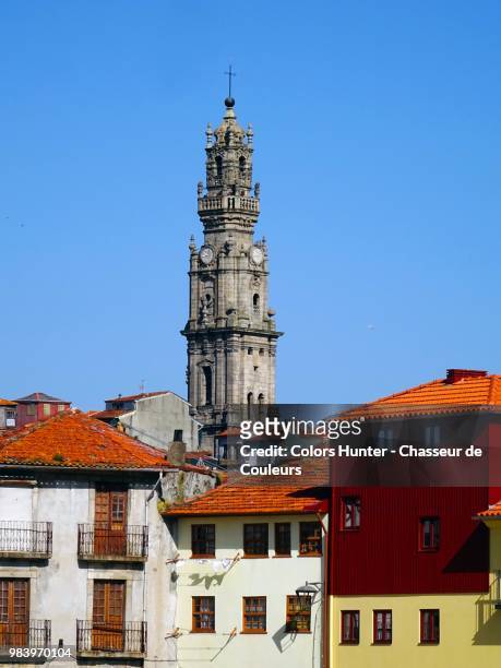 portuguese houses and clerigos tower - chasseur stock-fotos und bilder
