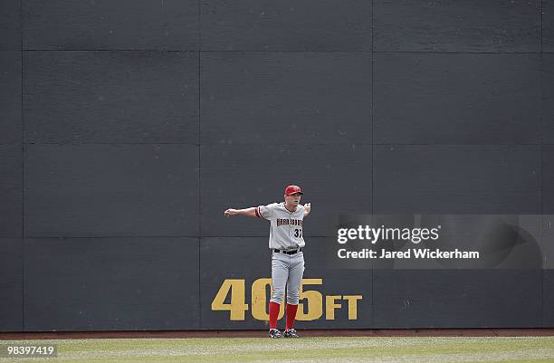 Stephen Strasburg of the Harrisburg Senators warms up prior to the game against the Altoona Curve on April 11, 2010 at Blair County Ballpark in...